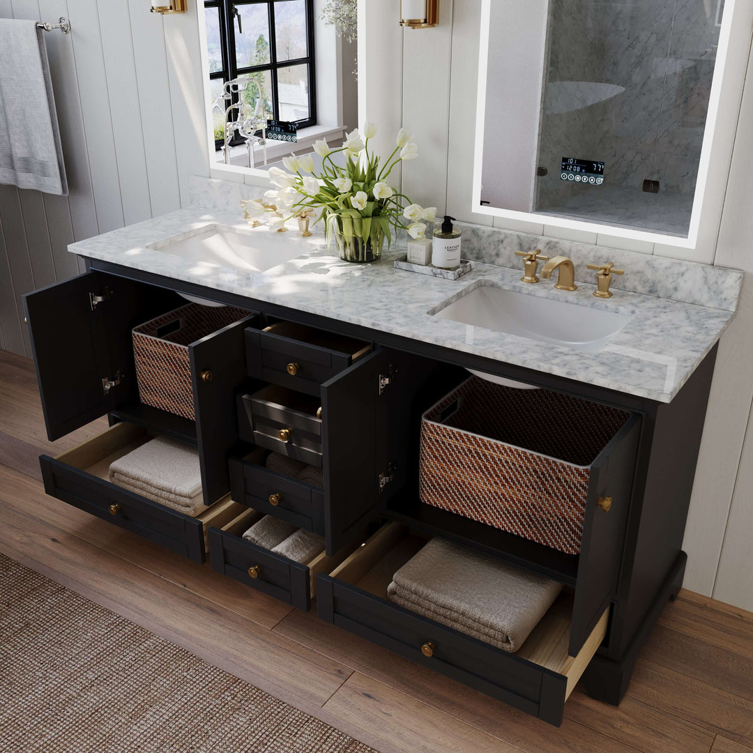 Audrey French Classic Handcrafted Vanity with Marble or Quartz Top