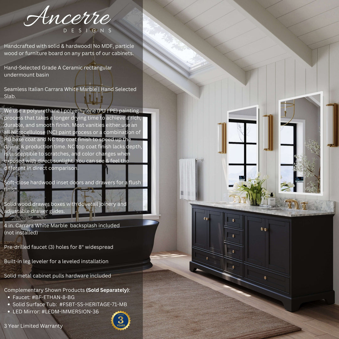 Audrey French Classic Handcrafted Vanity with Marble or Quartz Top