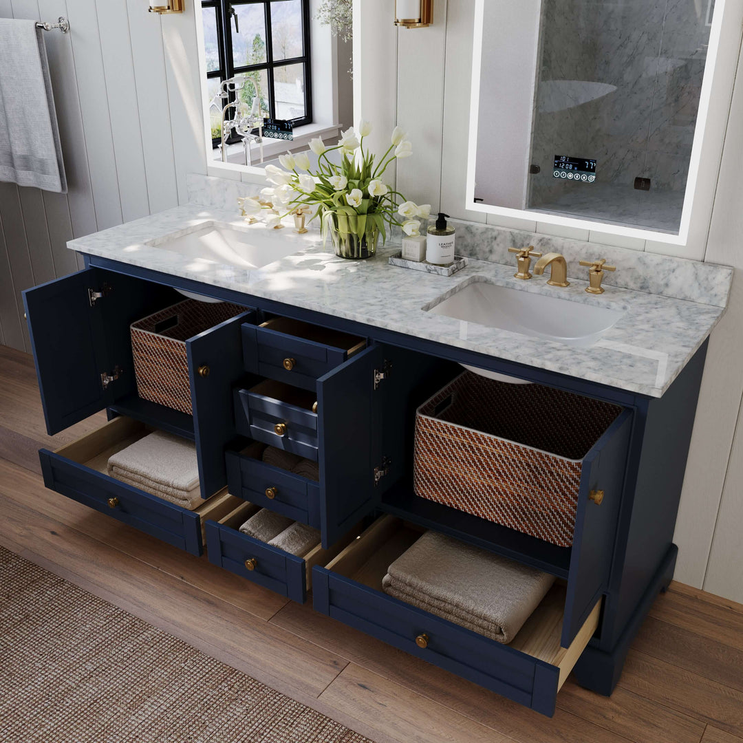 Audrey French Classic Handcrafted Vanity with Marble or Quartz Top