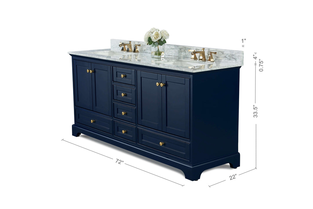Audrey French Classic Handcrafted Vanity with Marble or Quartz Top