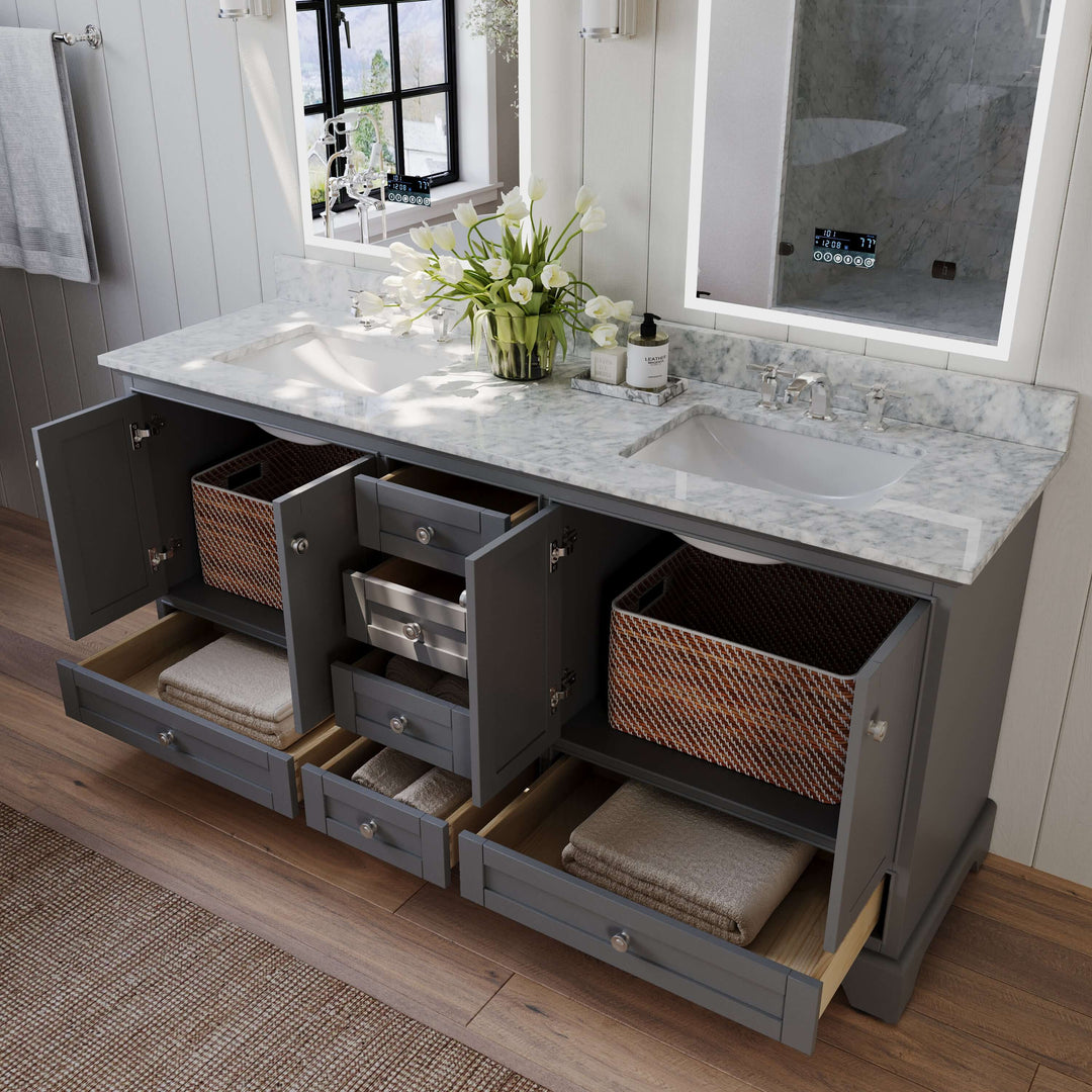 Audrey French Classic Handcrafted Vanity with Marble or Quartz Top