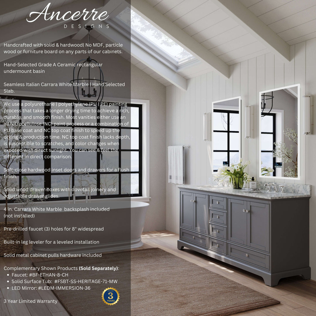 Audrey French Classic Handcrafted Vanity with Marble or Quartz Top