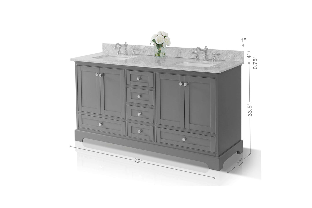 Audrey French Classic Handcrafted Vanity with Marble or Quartz Top