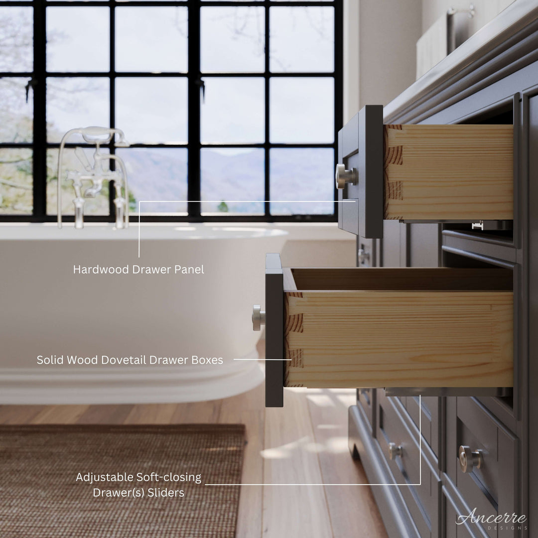 Audrey French Classic Handcrafted Vanity with Marble or Quartz Top