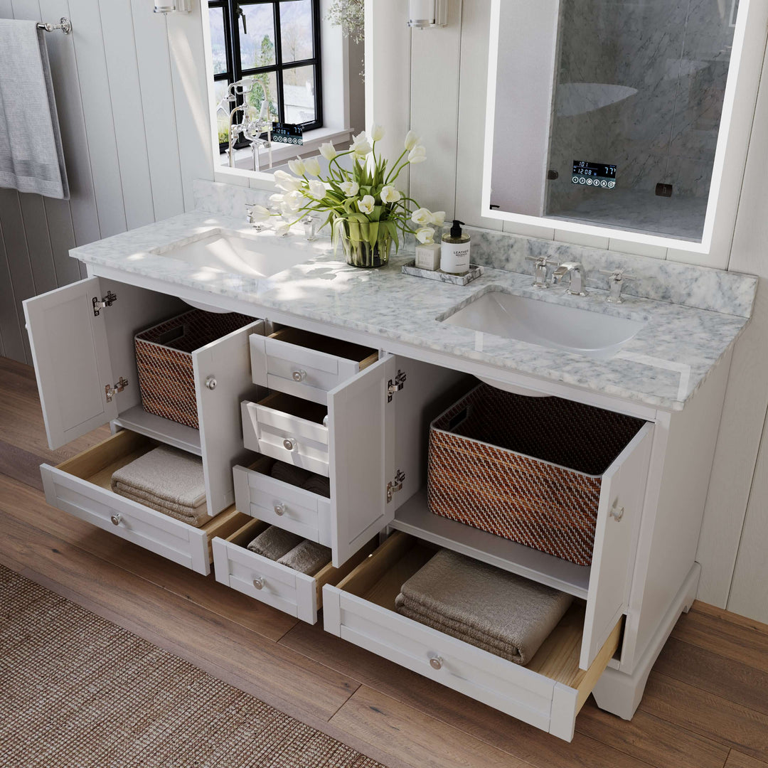 Audrey French Classic Handcrafted Vanity with Marble or Quartz Top