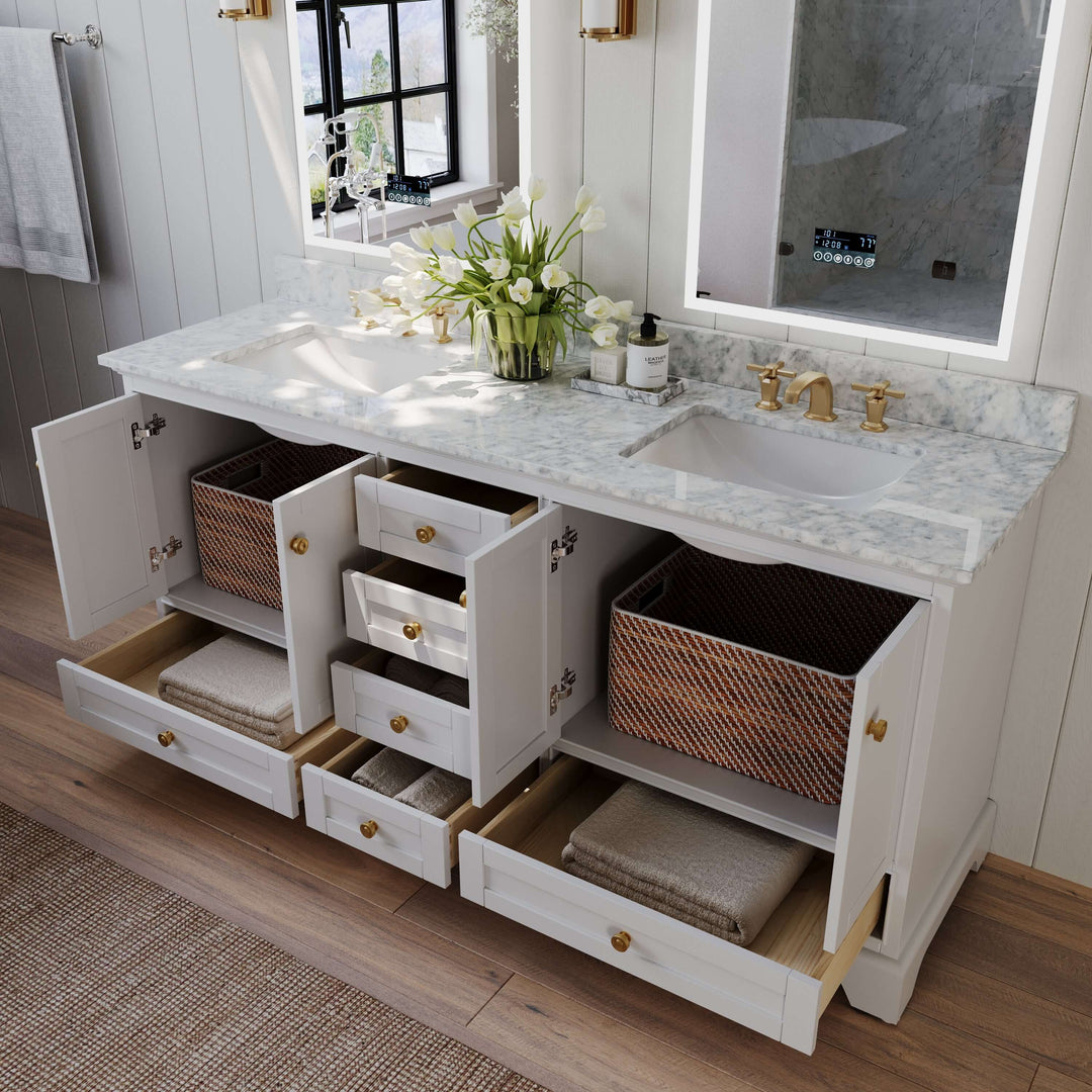 Audrey French Classic Handcrafted Vanity with Marble or Quartz Top