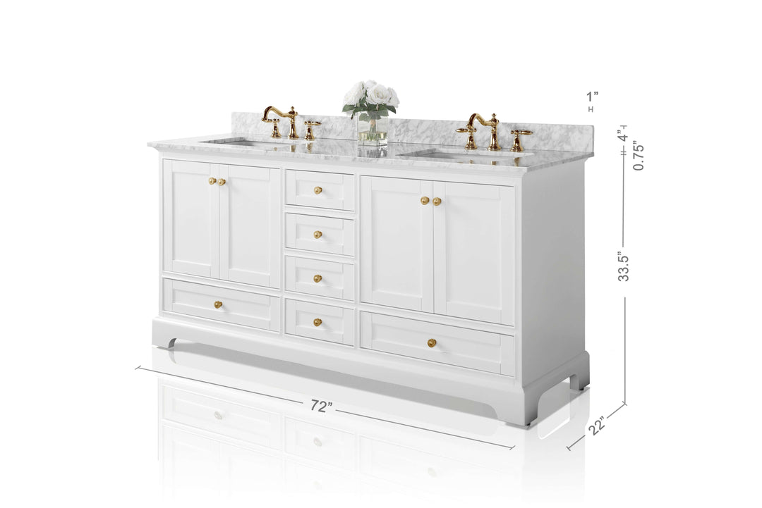Audrey French Classic Handcrafted Vanity with Marble or Quartz Top