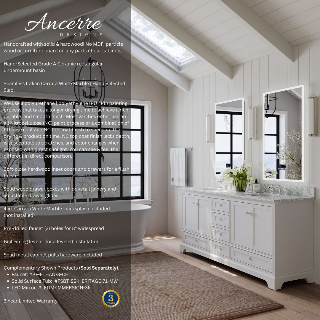 Audrey French Classic Handcrafted Vanity with Marble or Quartz Top