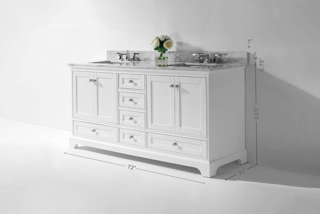 Audrey French Classic Handcrafted Vanity with Marble or Quartz Top