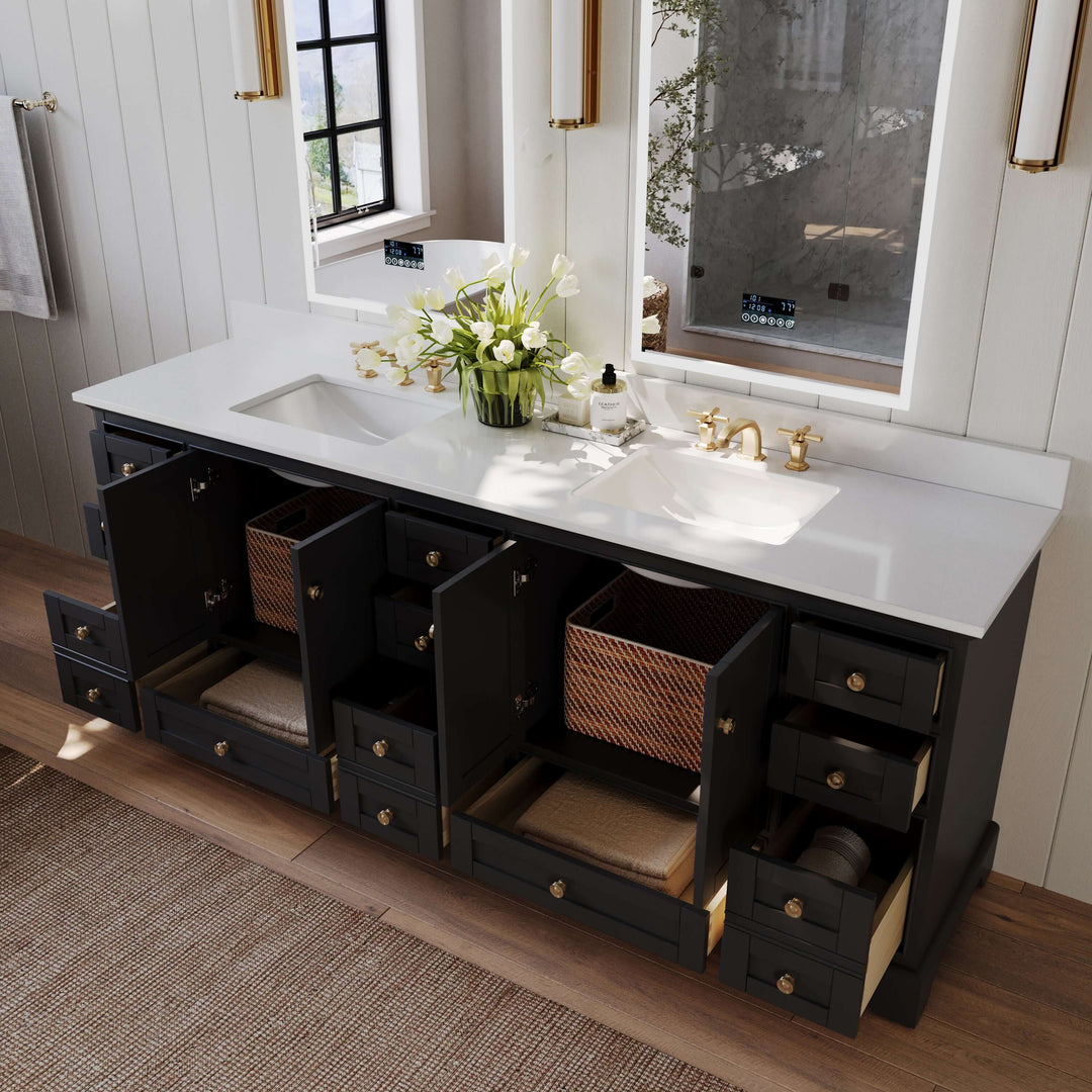 Audrey French Classic Handcrafted Vanity with Marble or Quartz Top