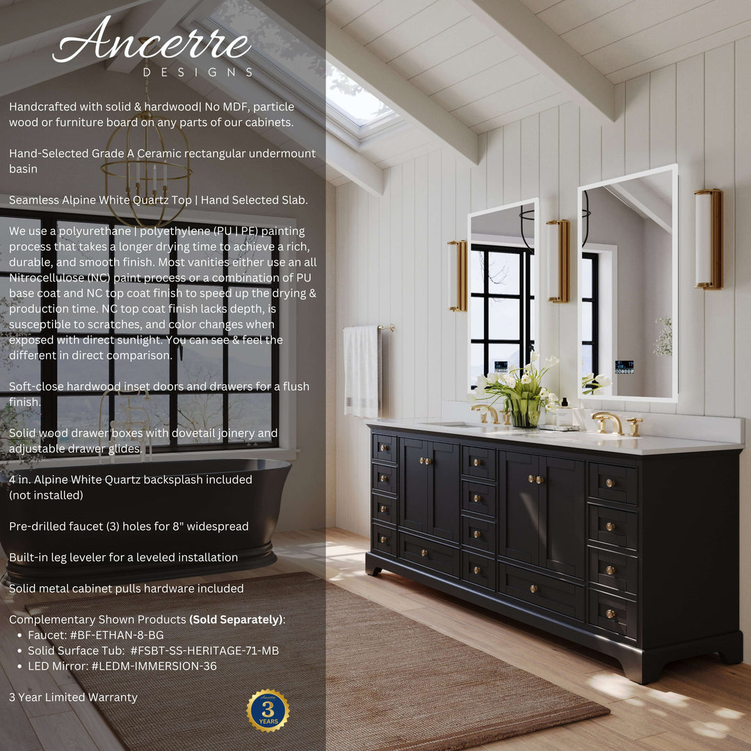 Audrey French Classic Handcrafted Vanity with Marble or Quartz Top