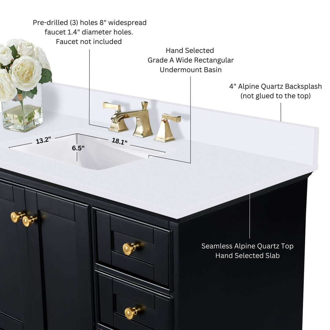Audrey French Classic Handcrafted Vanity with Marble or Quartz Top
