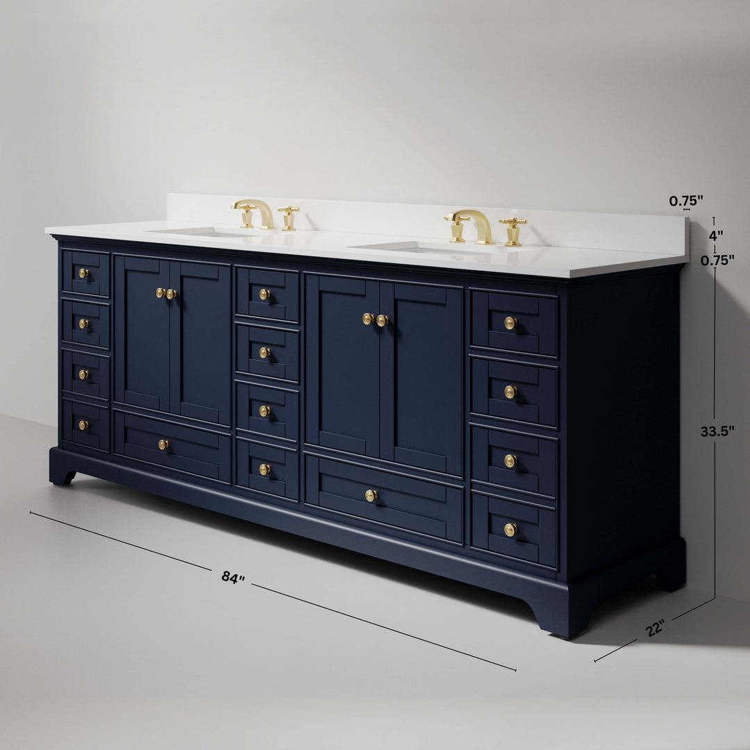 Audrey French Classic Handcrafted Vanity with Marble or Quartz Top