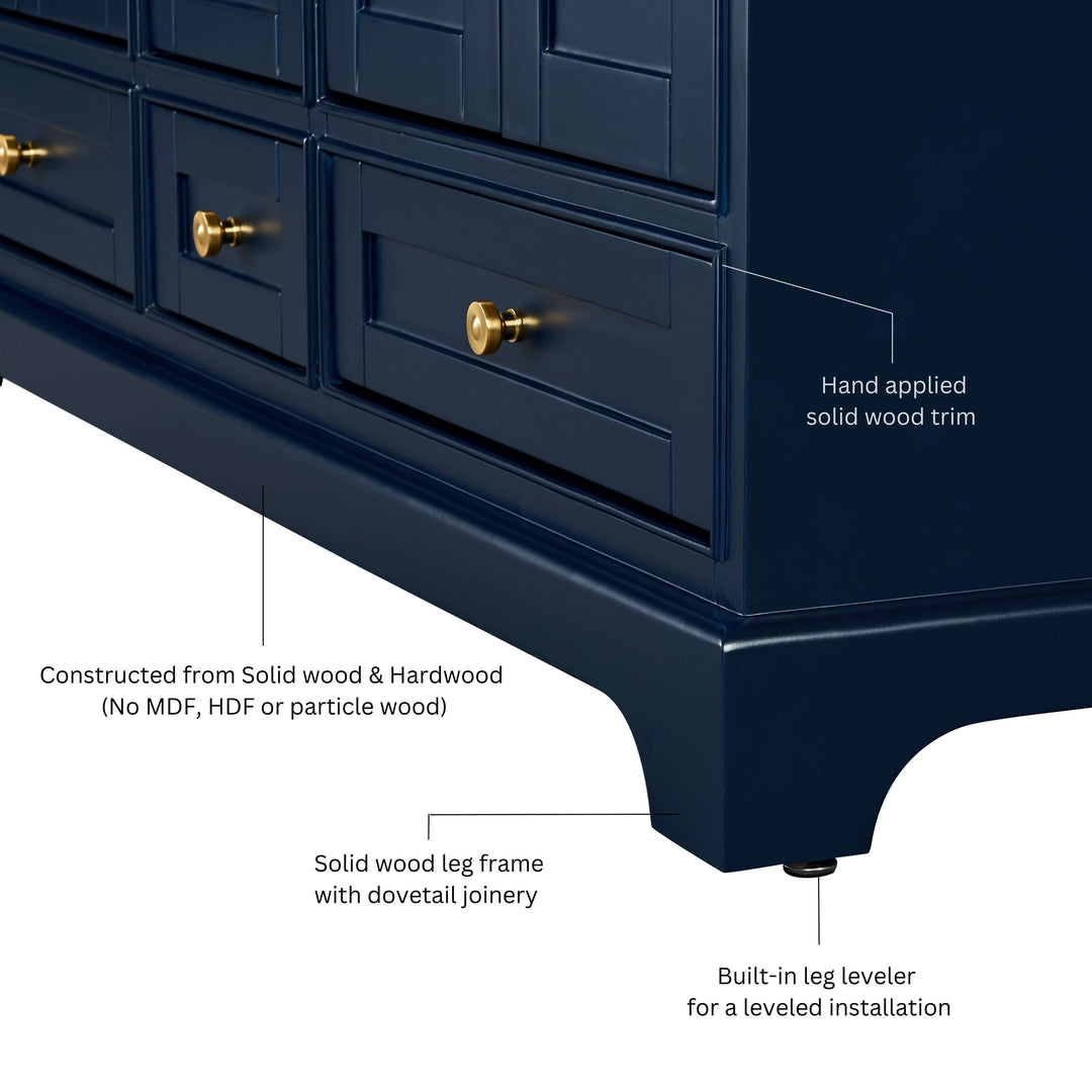 Audrey French Classic Handcrafted Vanity with Marble or Quartz Top