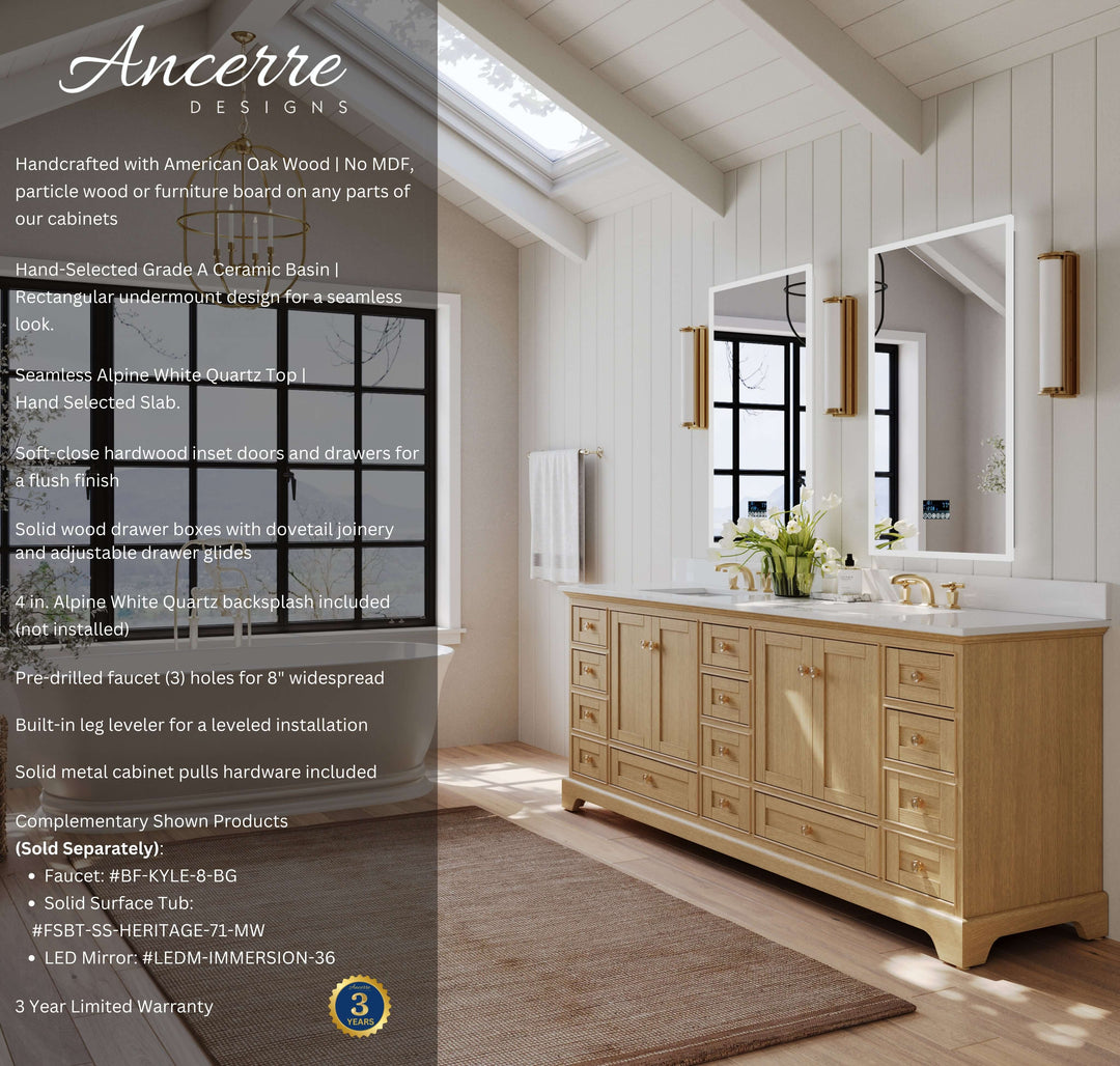 Audrey French Classic Handcrafted Vanity with Marble or Quartz Top