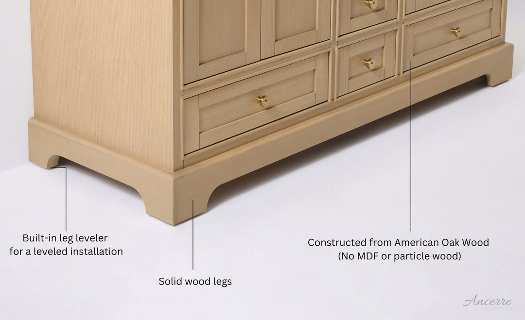 Audrey French Classic Handcrafted Vanity with Marble or Quartz Top