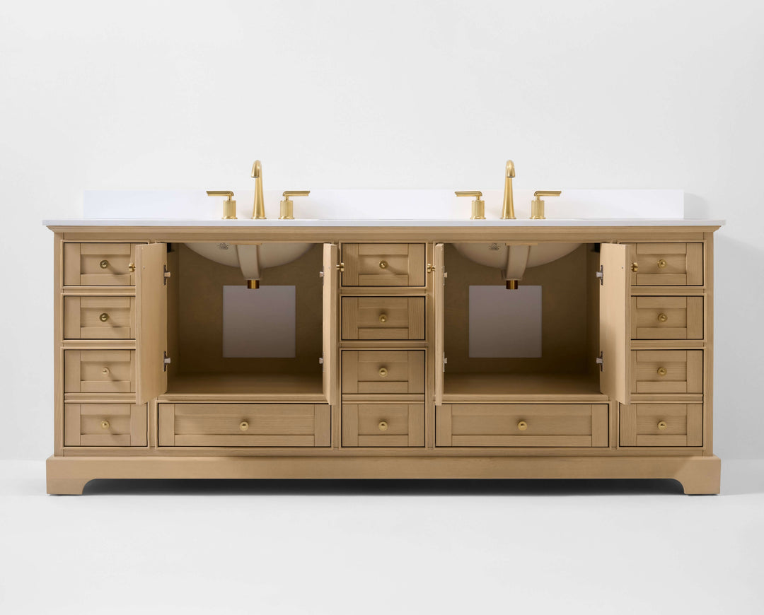 Audrey French Classic Handcrafted Vanity with Marble or Quartz Top