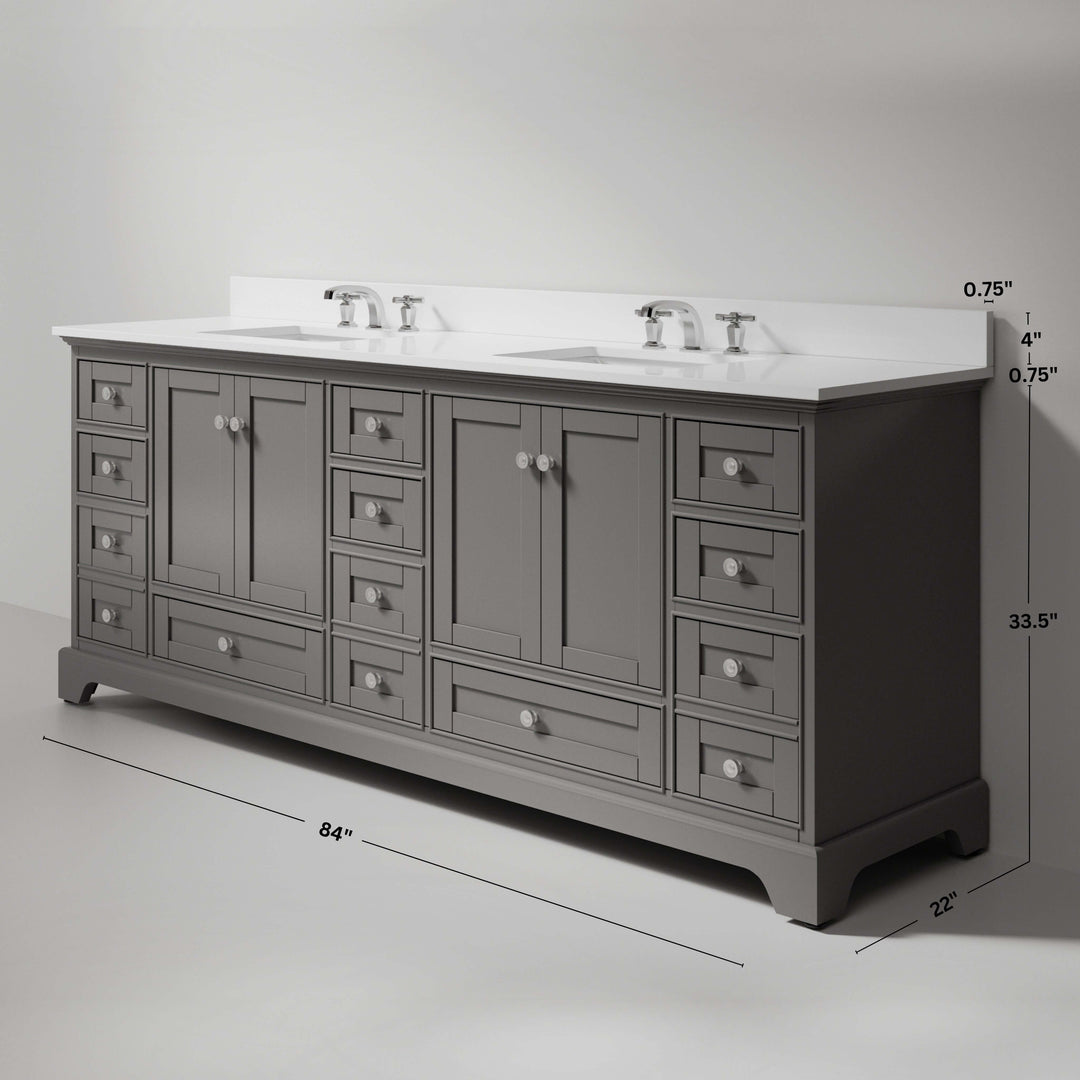 Audrey French Classic Handcrafted Vanity with Marble or Quartz Top