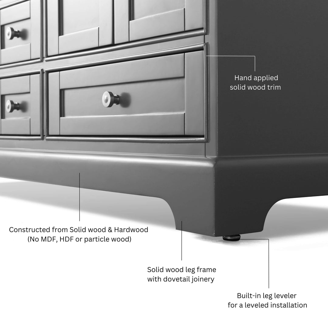 Audrey French Classic Handcrafted Vanity with Marble or Quartz Top