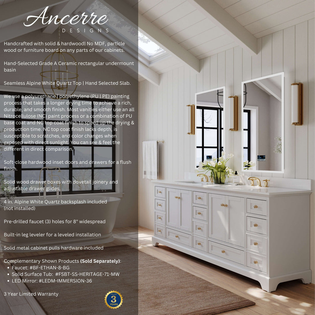 Audrey French Classic Handcrafted Vanity with Marble or Quartz Top