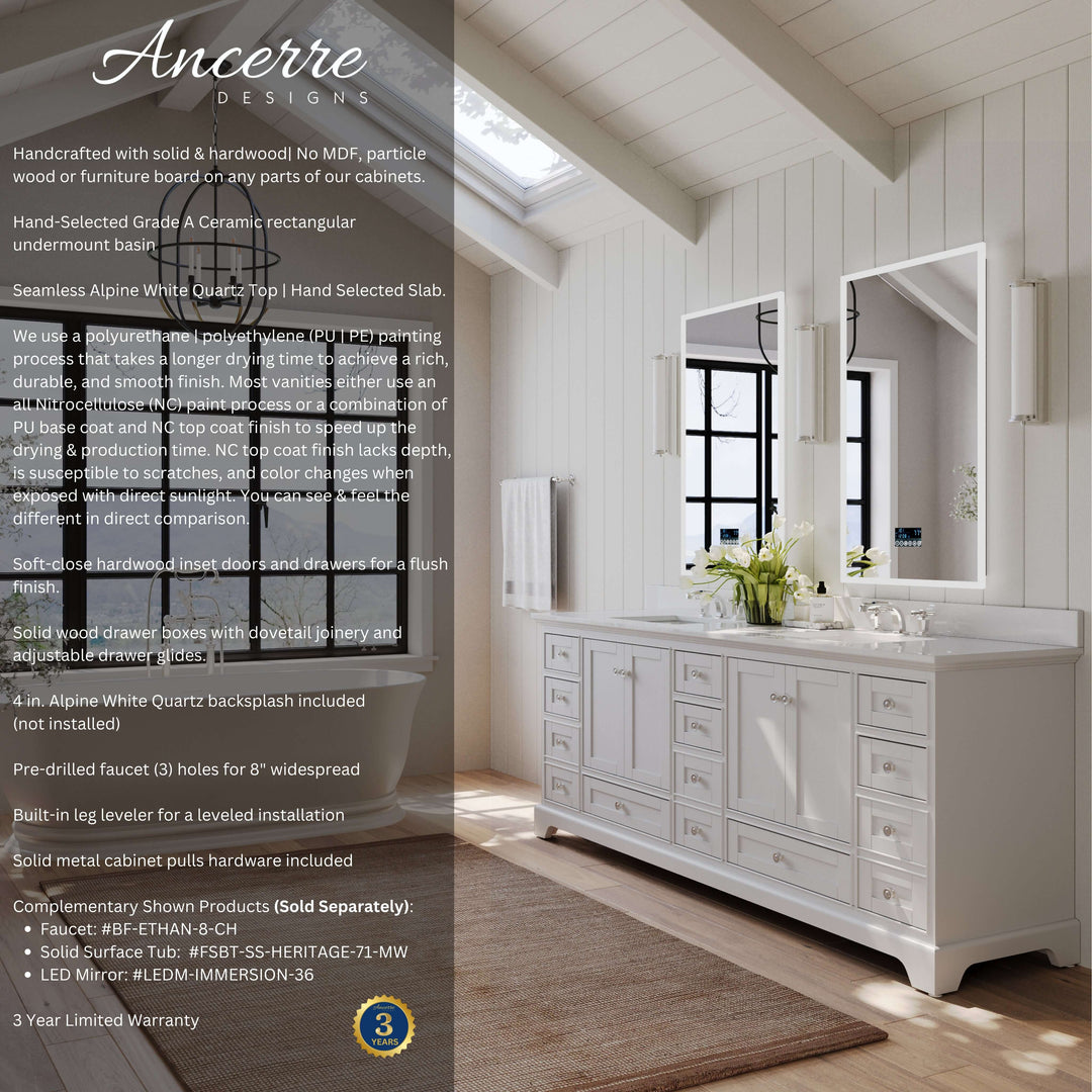 Audrey French Classic Handcrafted Vanity with Marble or Quartz Top