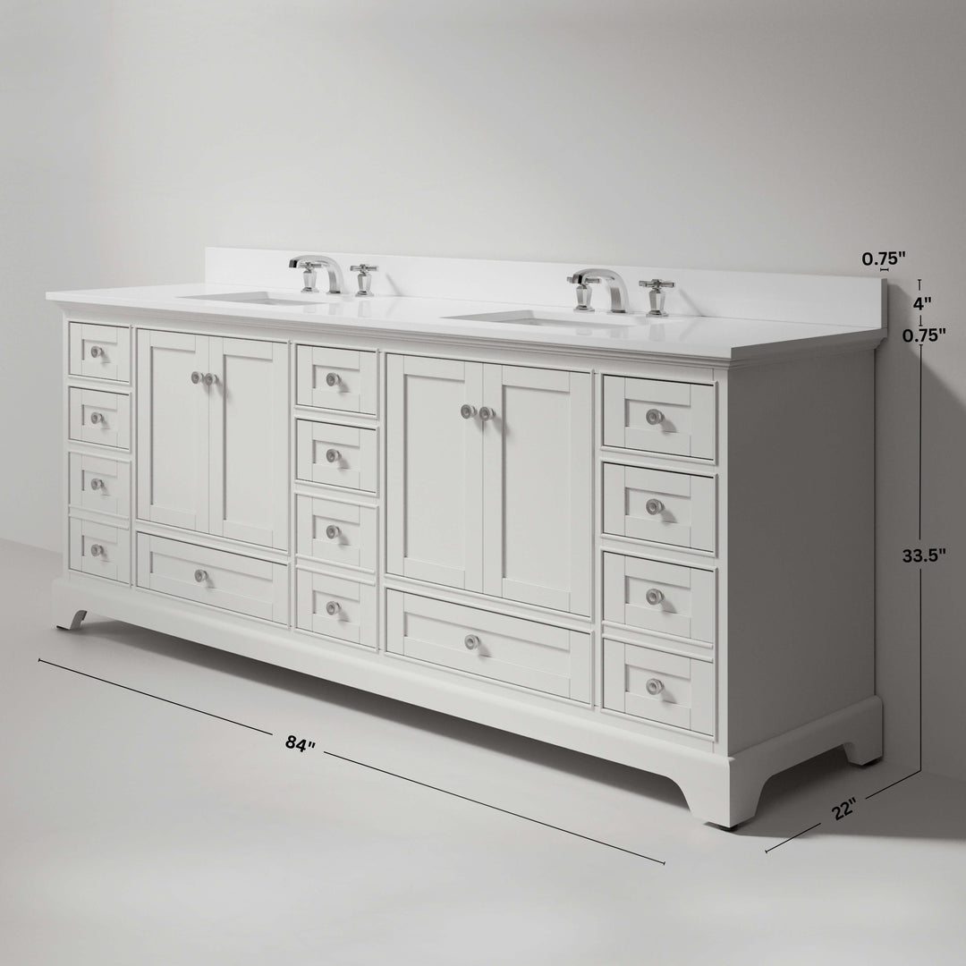 Audrey French Classic Handcrafted Vanity with Marble or Quartz Top