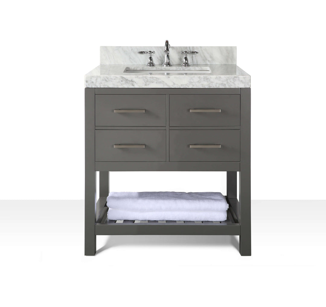 Elizabeth Transitional Handcrafted Vanity with Marble or Quartz Top
