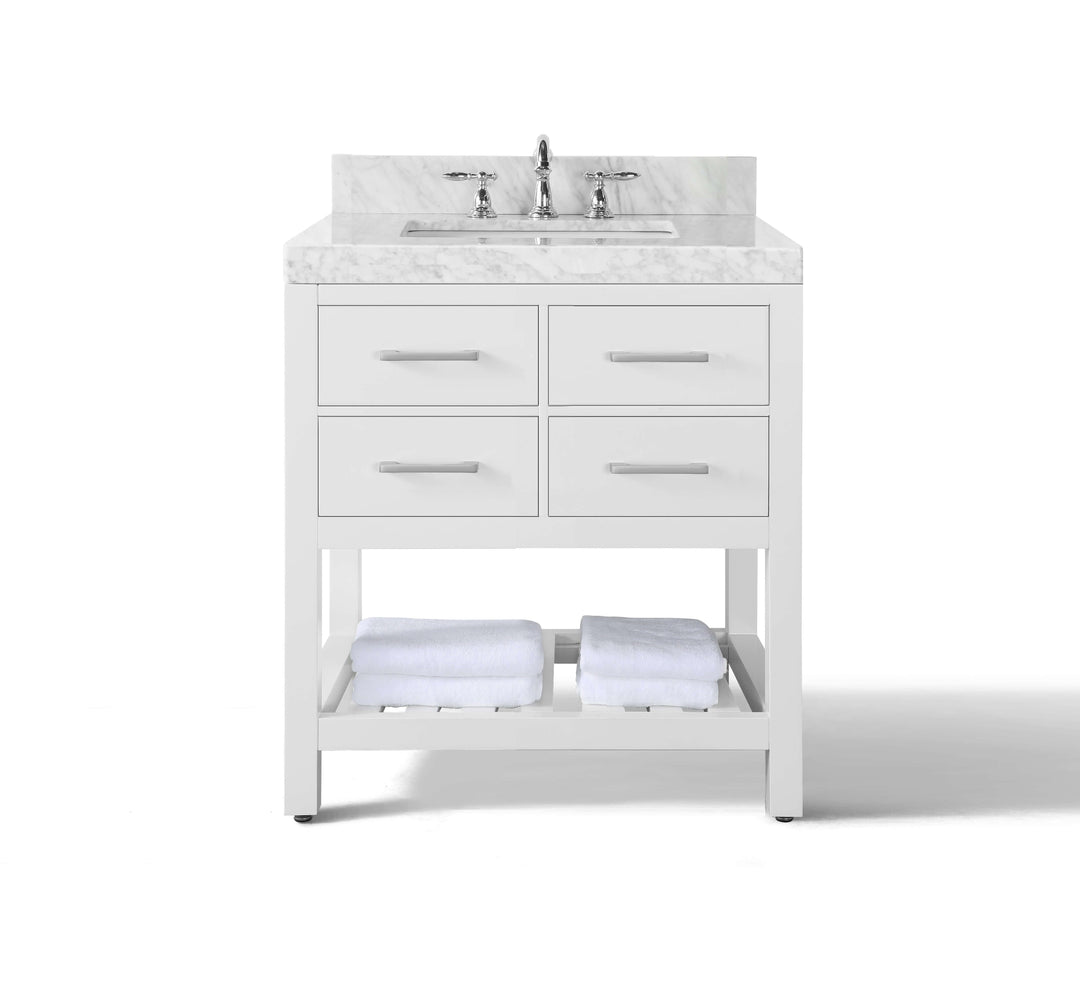 Elizabeth Transitional Handcrafted Vanity with Marble or Quartz Top