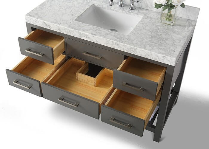 Elizabeth Transitional Handcrafted Vanity with Marble or Quartz Top