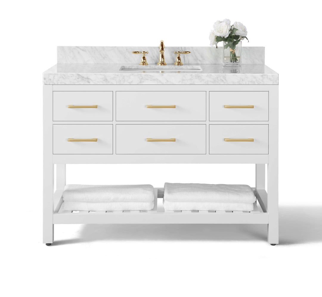 Elizabeth Transitional Handcrafted Vanity with Marble or Quartz Top