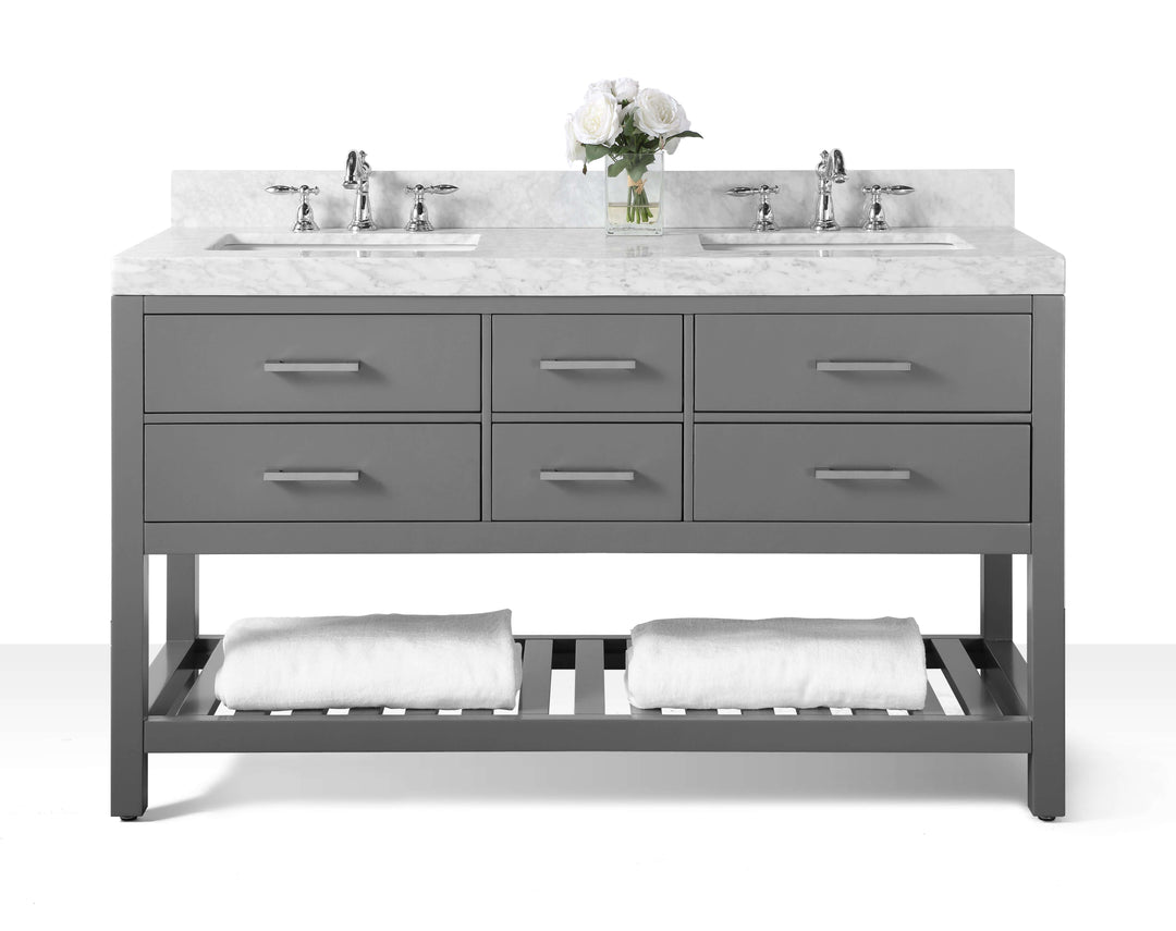 Elizabeth Transitional Handcrafted Vanity with Marble or Quartz Top