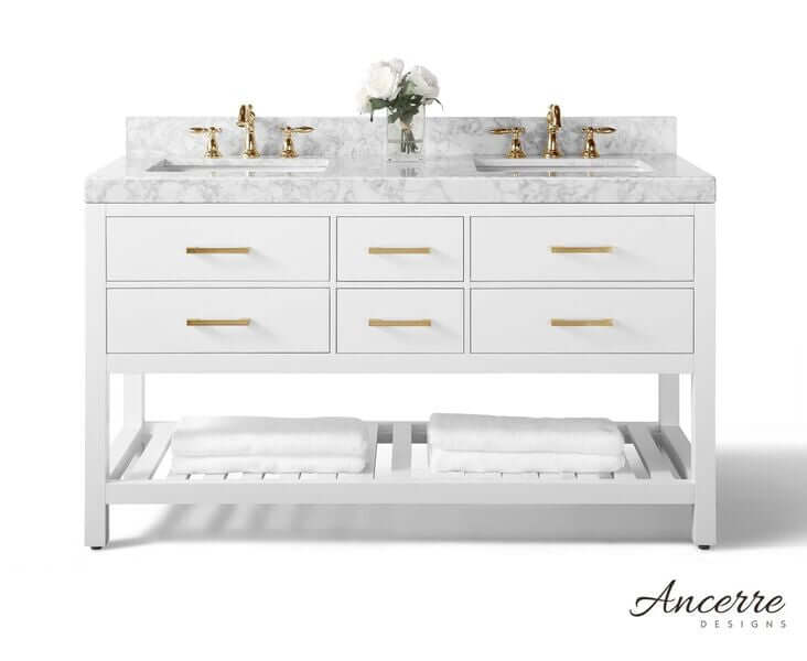 Elizabeth Transitional Handcrafted Vanity with Marble or Quartz Top