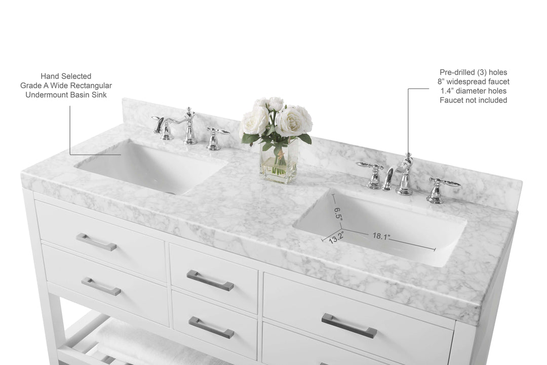 Elizabeth Transitional Handcrafted Vanity with Marble or Quartz Top