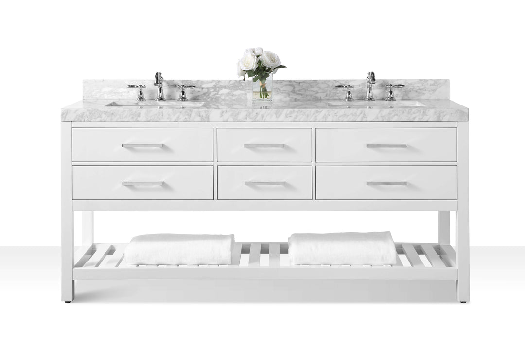 Elizabeth Transitional Handcrafted Vanity with Marble or Quartz Top
