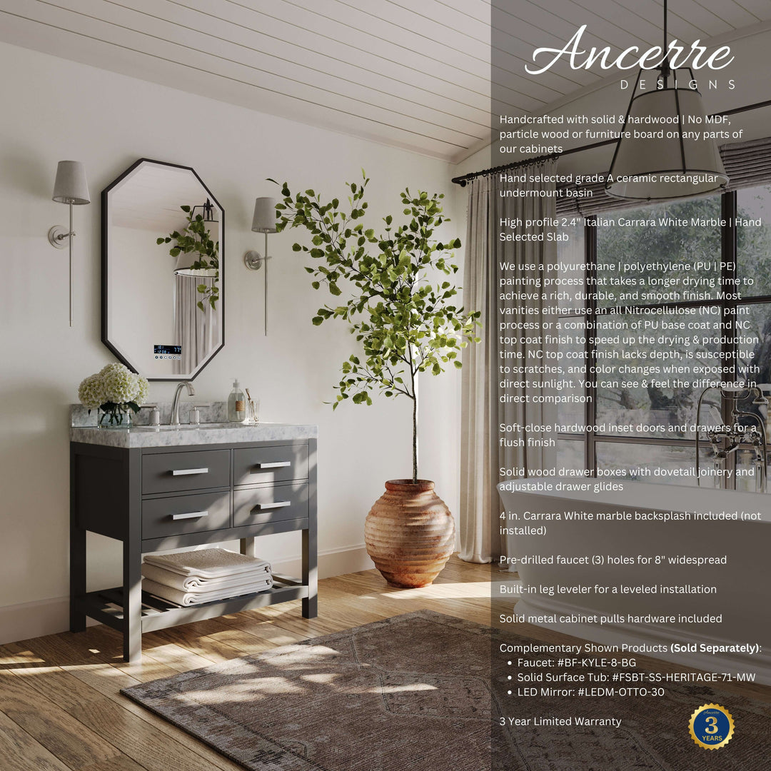 Elizabeth Transitional Handcrafted Vanity with Marble or Quartz Top