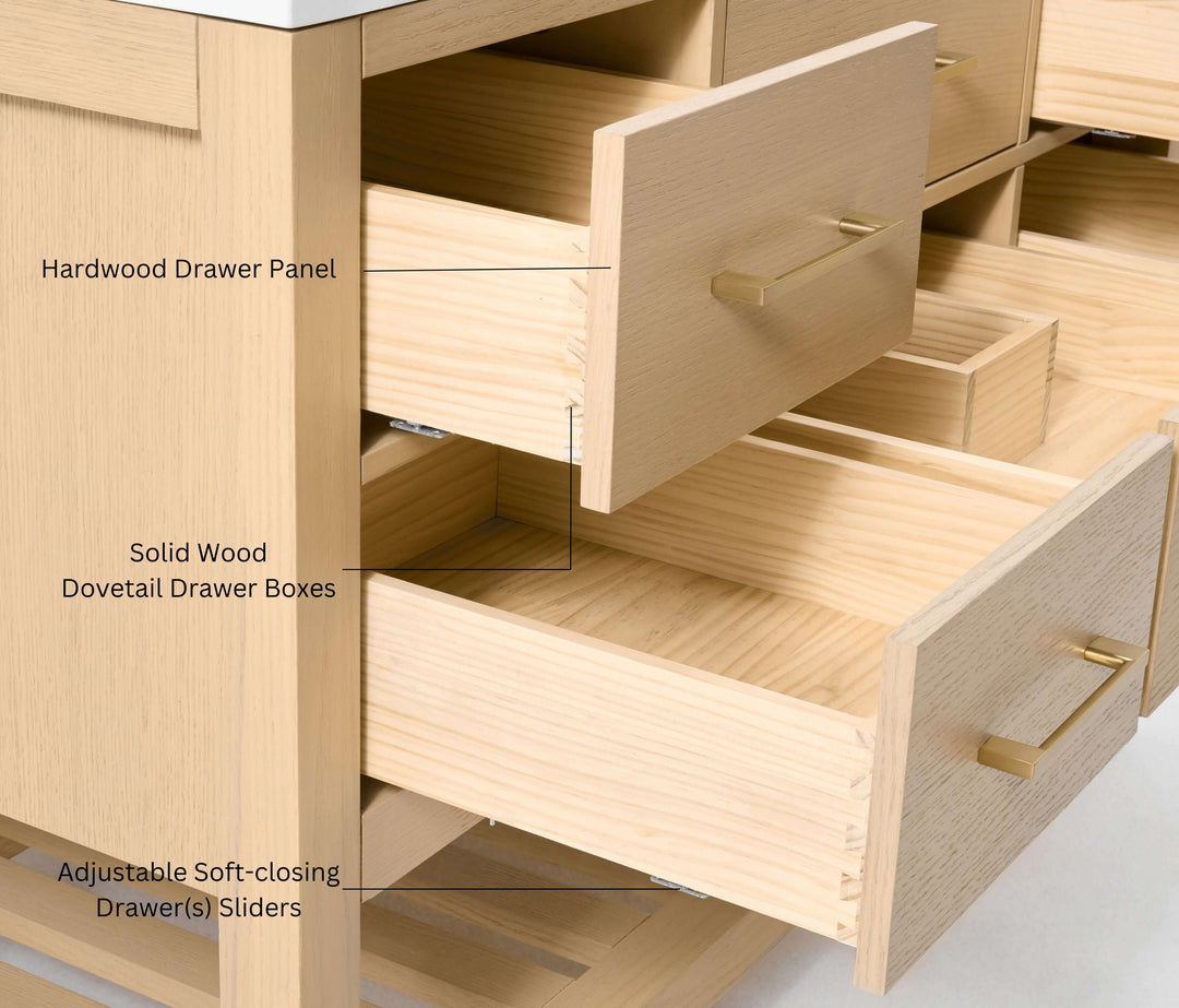 Elizabeth Transitional Handcrafted Vanity with Marble or Quartz Top