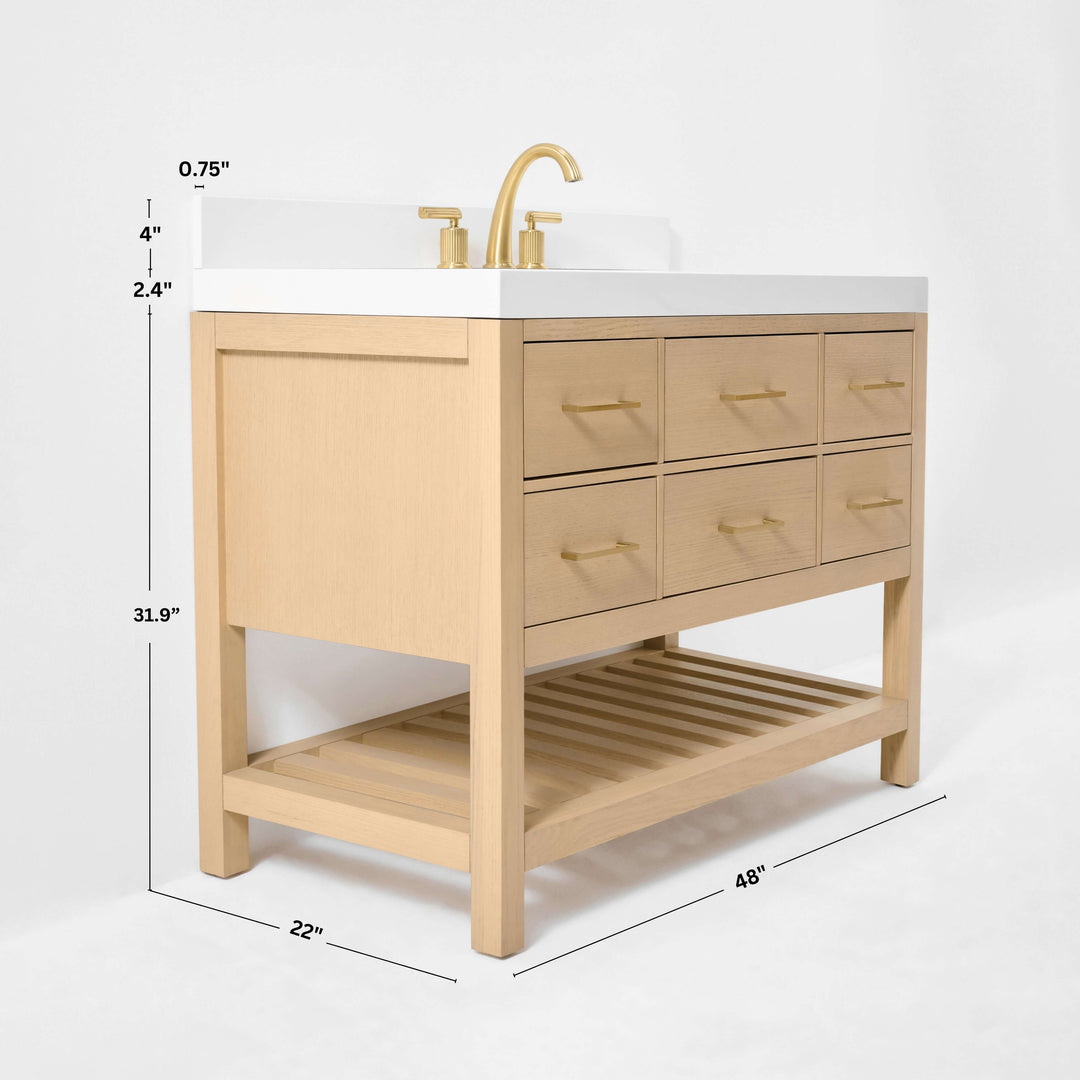 Elizabeth Transitional Handcrafted Vanity with Marble or Quartz Top