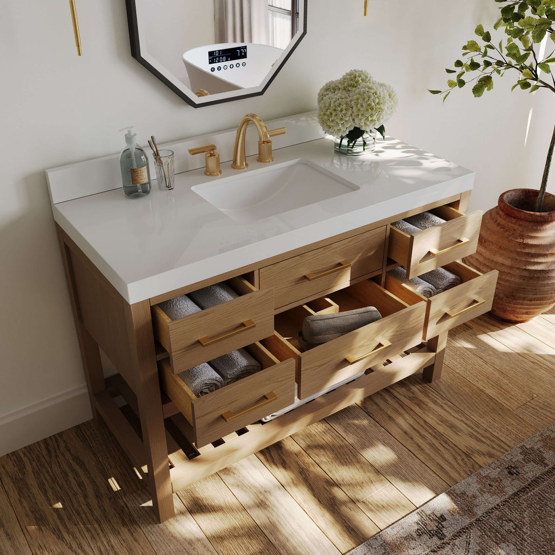 Elizabeth Transitional Handcrafted Vanity with Marble or Quartz Top