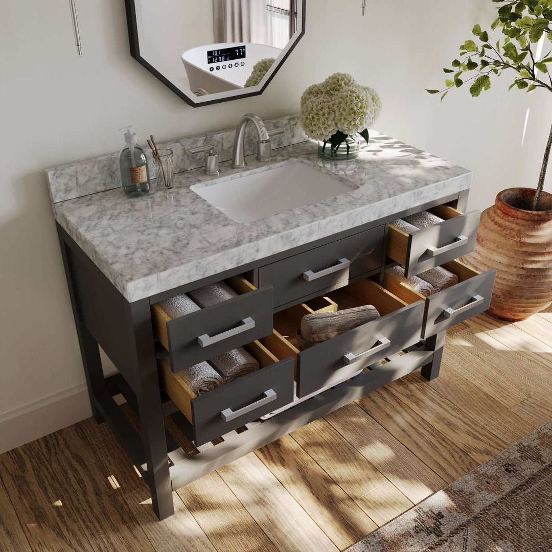 Elizabeth Transitional Handcrafted Vanity with Marble or Quartz Top