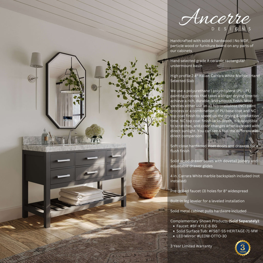 Elizabeth Transitional Handcrafted Vanity with Marble or Quartz Top