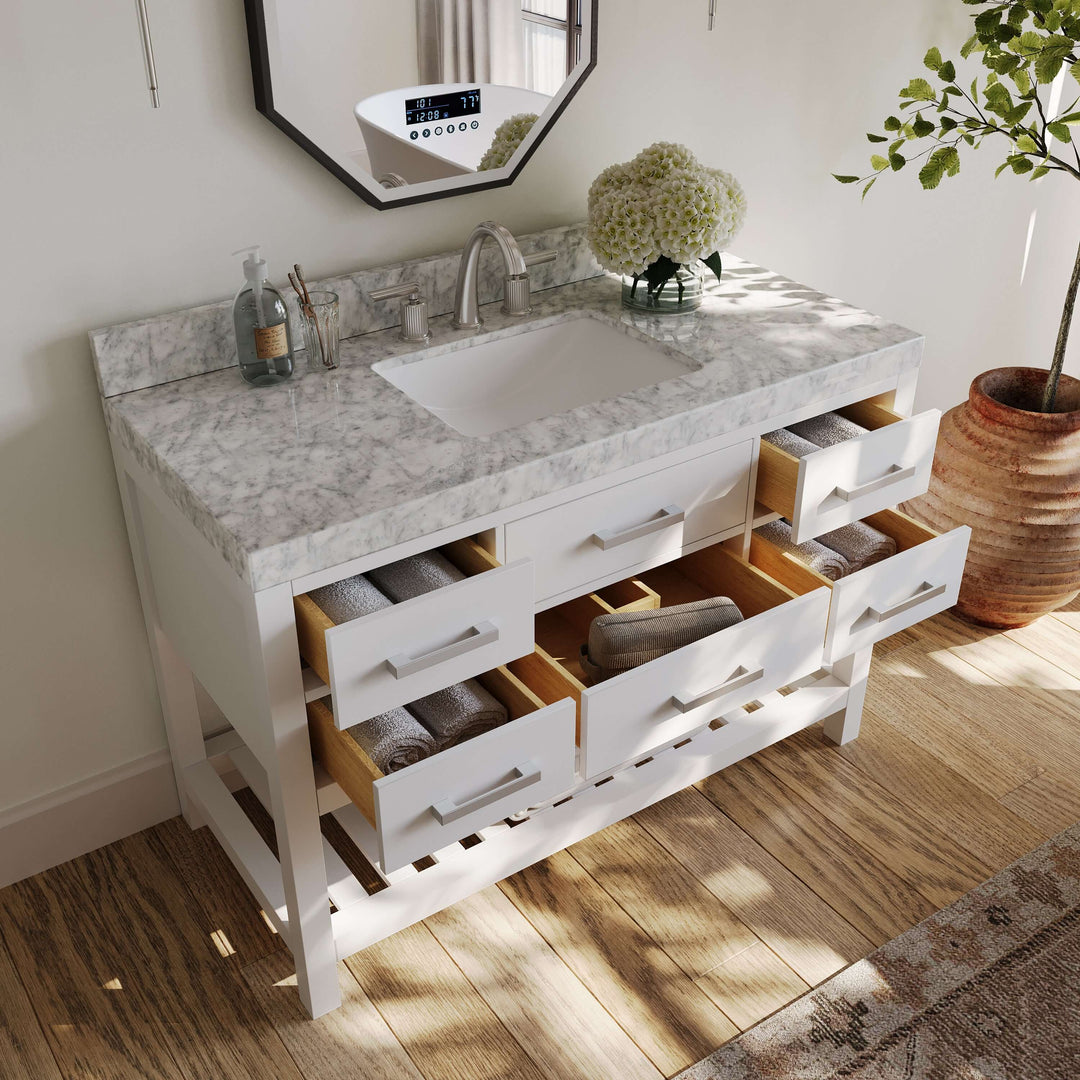 Elizabeth Transitional Handcrafted Vanity with Marble or Quartz Top