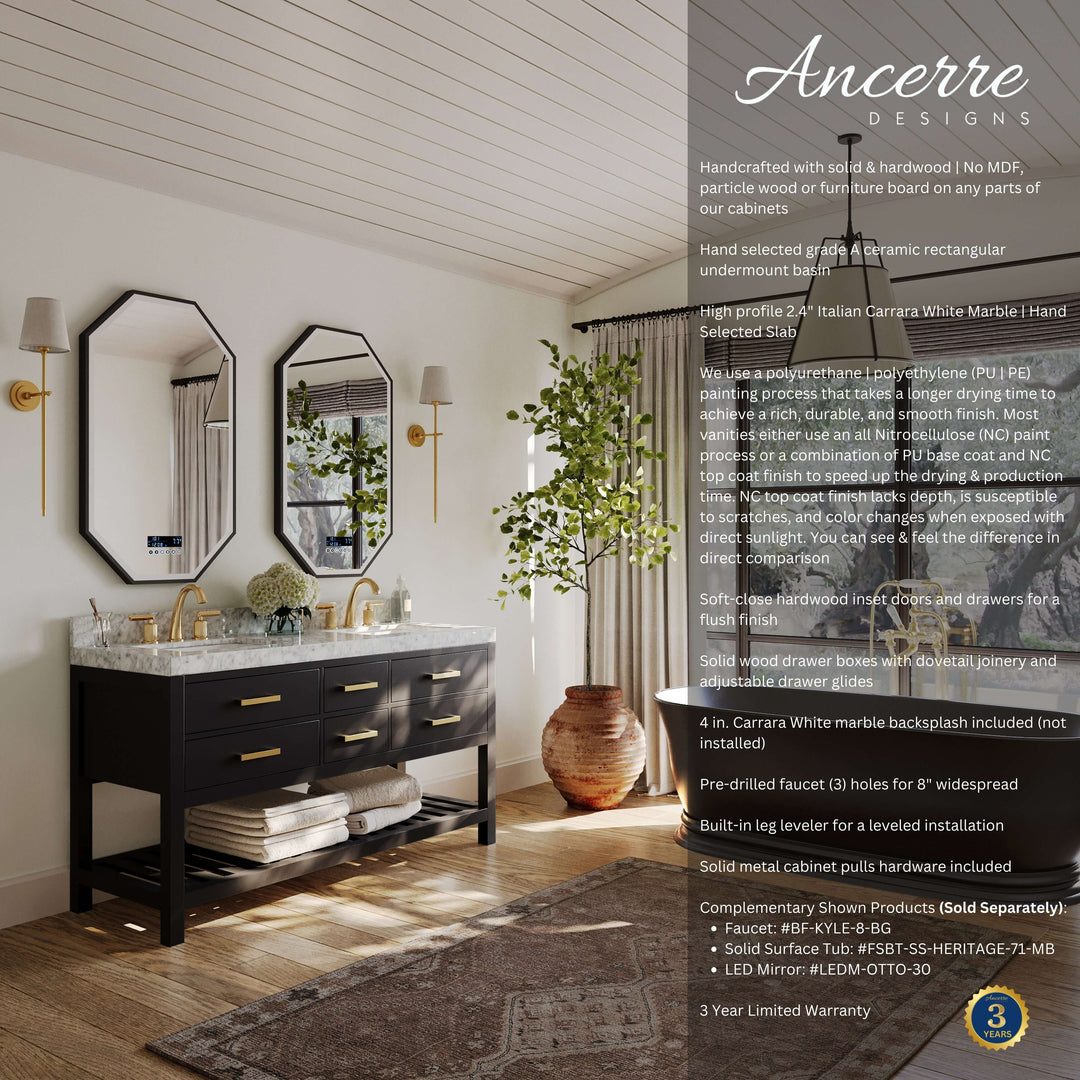 Elizabeth Transitional Handcrafted Vanity with Marble or Quartz Top