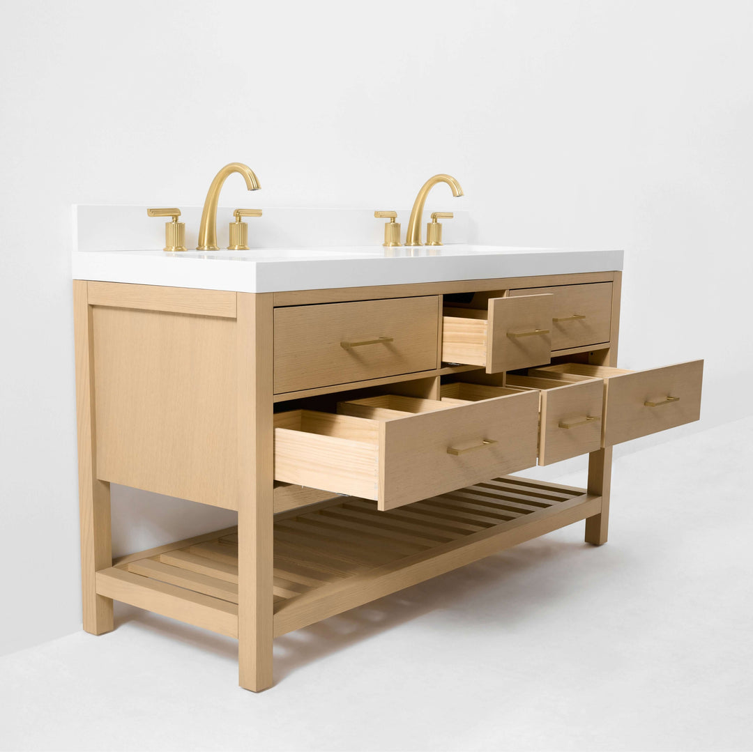 Elizabeth Transitional Handcrafted Vanity with Marble or Quartz Top