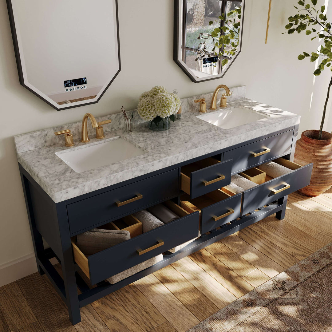 Elizabeth Transitional Handcrafted Vanity with Marble or Quartz Top