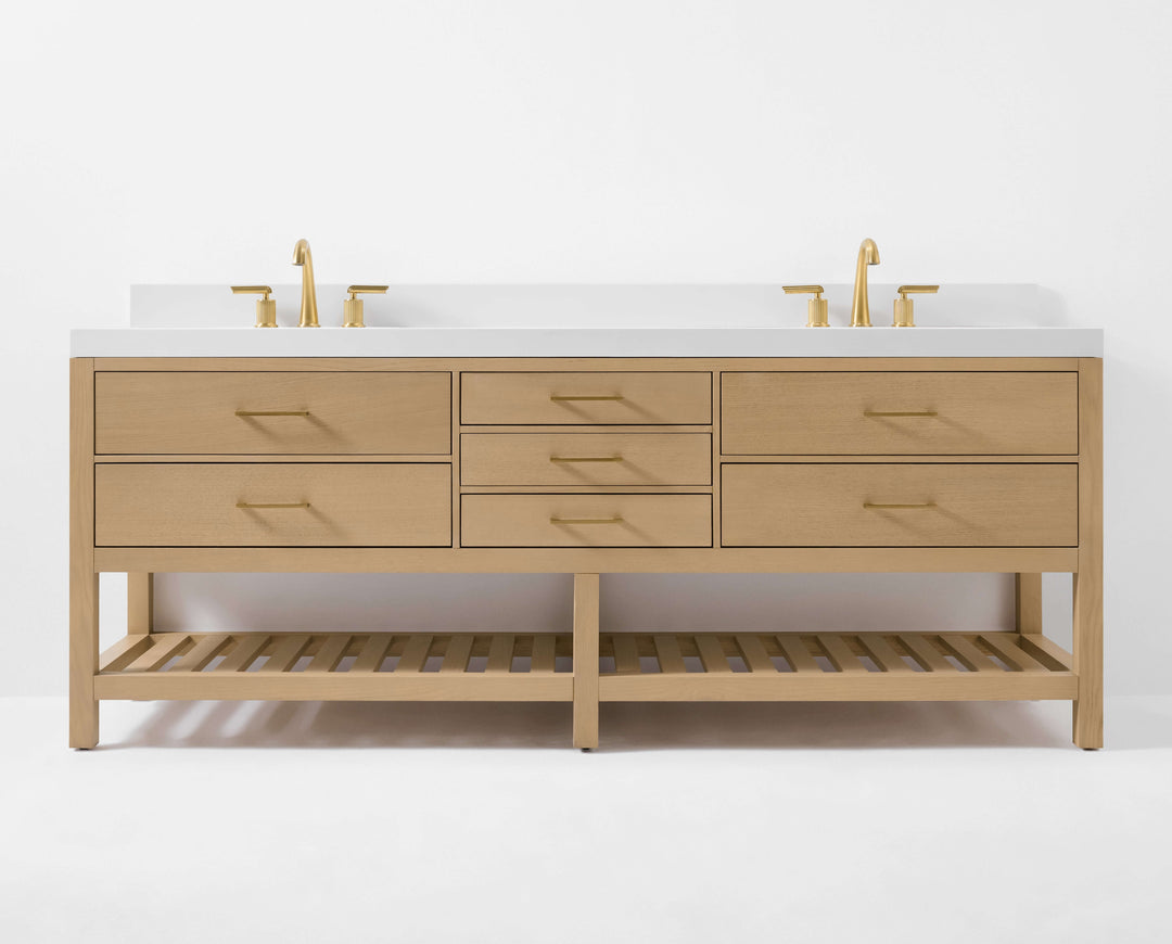 Elizabeth Transitional Handcrafted Vanity with Marble or Quartz Top