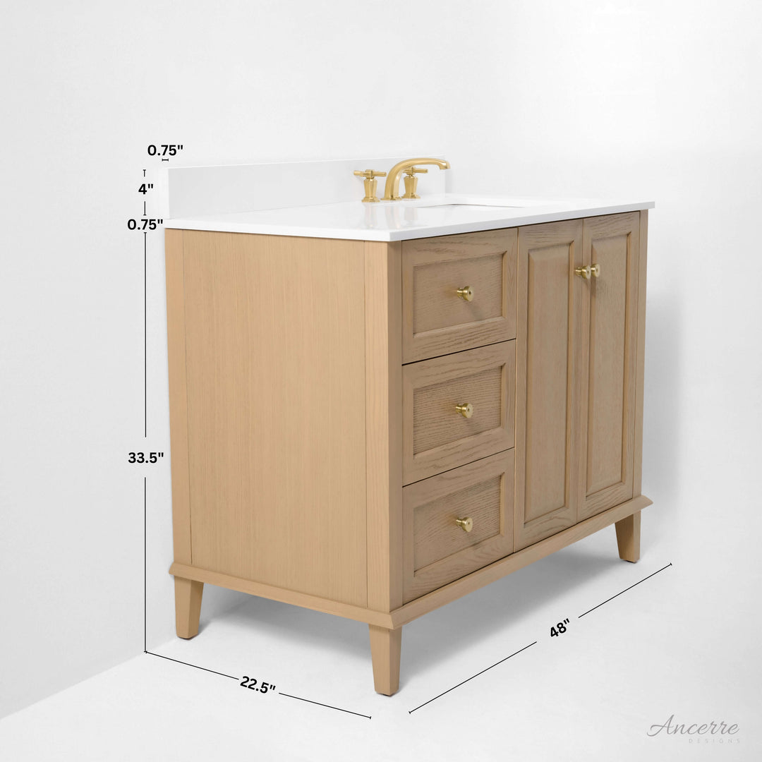 Hannah 42" & 48" Bathroom Vanity Set - Solid Wood with Quartz Top