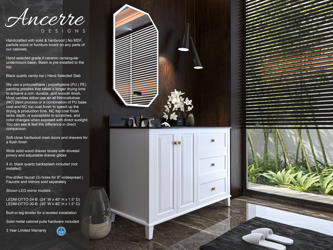 Hannah 42" & 48" Bathroom Vanity Set - Solid Wood with Quartz Top