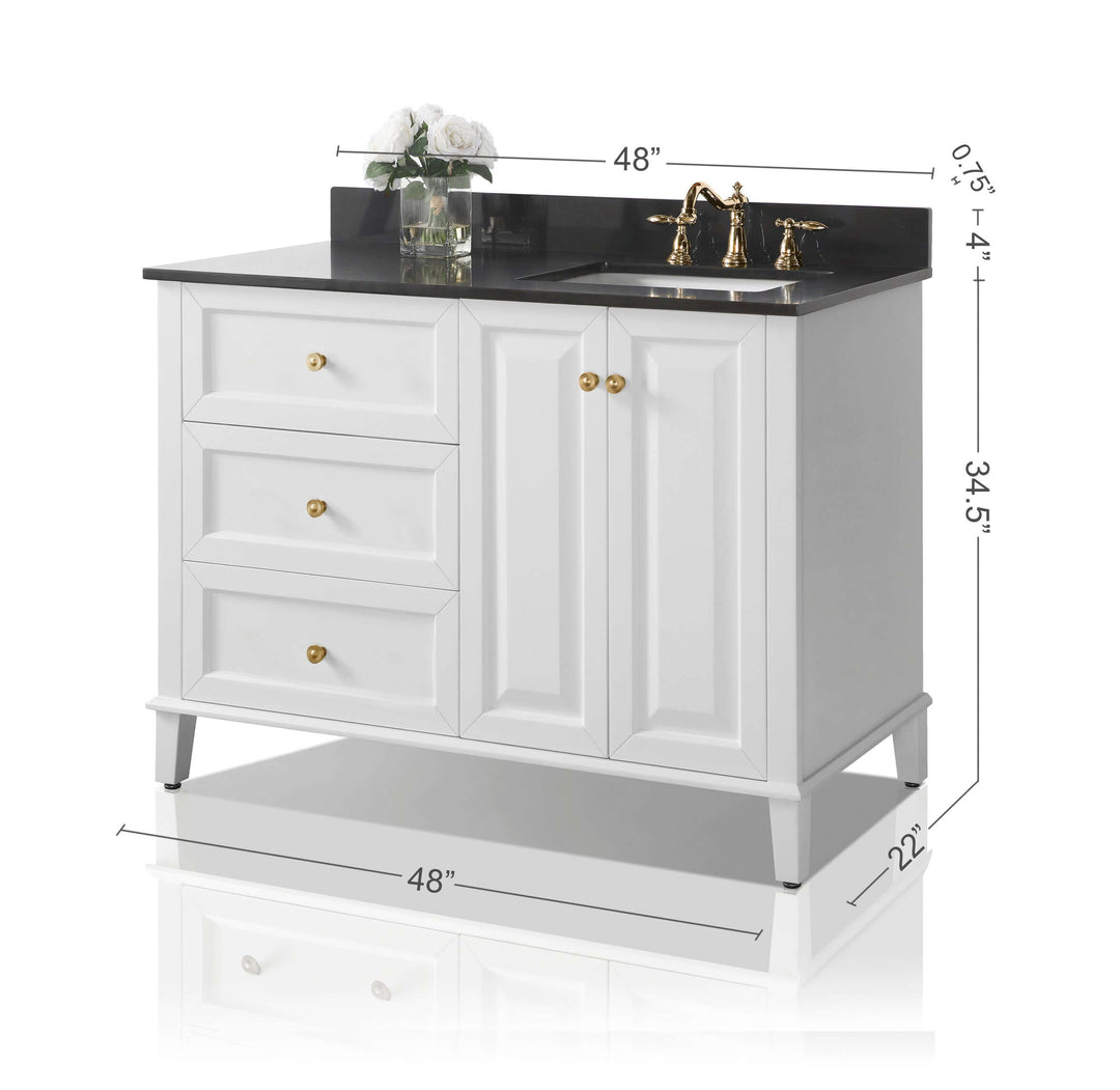Hannah 42" & 48" Bathroom Vanity Set - Solid Wood with Quartz Top