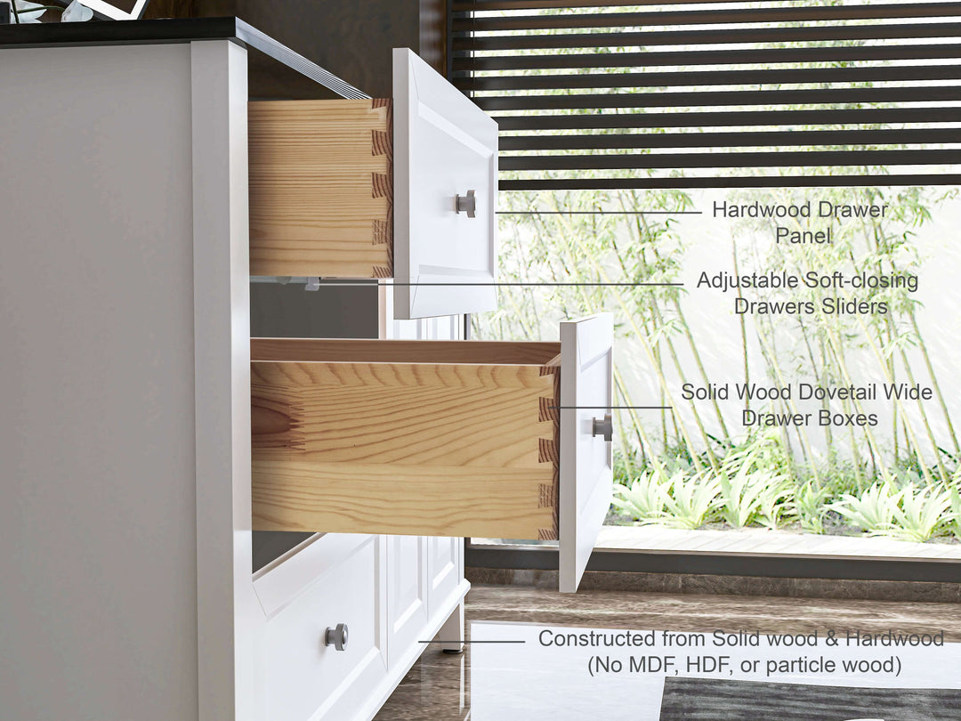 Hannah 42" & 48" Bathroom Vanity Set - Solid Wood with Quartz Top