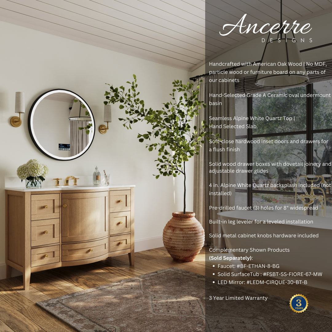 Lauren 42" & 48" Bathroom Vanity Set - Solid Wood & Marble Top